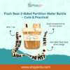 Front view of cute Flash Bear dual partition water bottle for kids