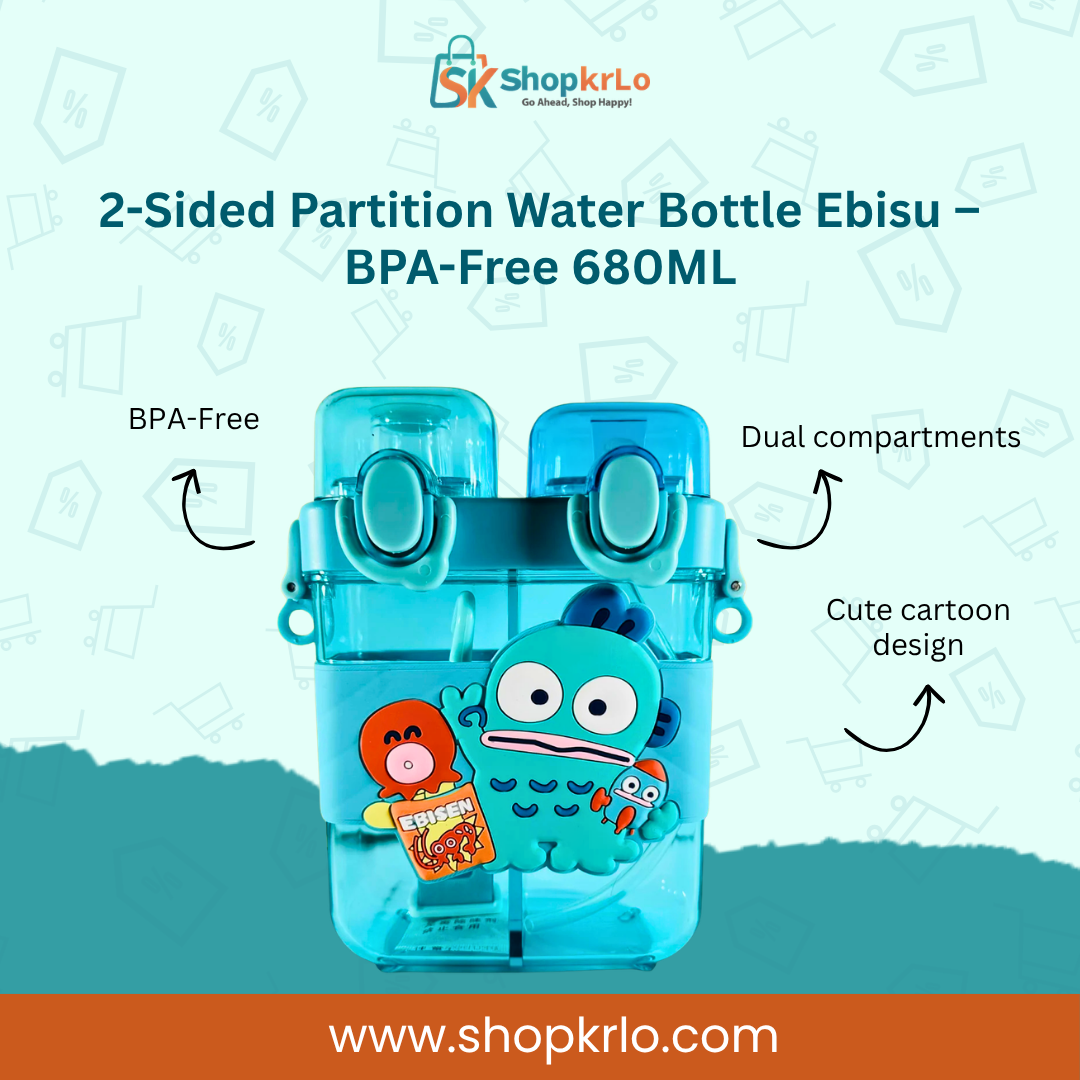 Front view of Ebisu BPA-free bottle showing dual partition design