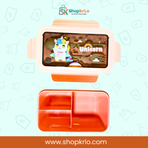 Built-in cutlery stored neatly inside the kids unicorn lunch box