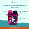 Front view showing cute My Melody bottle with dual compartments