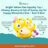 Bright Yellow Paw Squishy Toy front view, cute paw shape, pocket size.