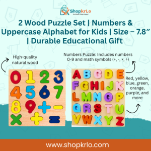 Wooden numbers puzzle board showing pieces for counting practice, compact 7.8 inch.