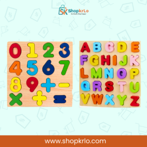 Uppercase alphabet wooden puzzle board with easy-grip letter pieces for kids learning.