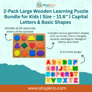 Two large wooden boards showing capital letters and basic shapes pieces.
