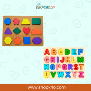 Capital letters puzzle board with chunky pieces for toddler learning.