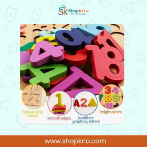 Kids learning counting by placing wooden numbers into matching slots