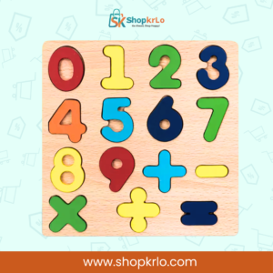 Close-up of chunky wooden number pieces for toddler grip
