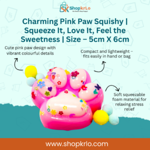 Charming Pink Paw Squishy front view, cute paw shape for stress relief.