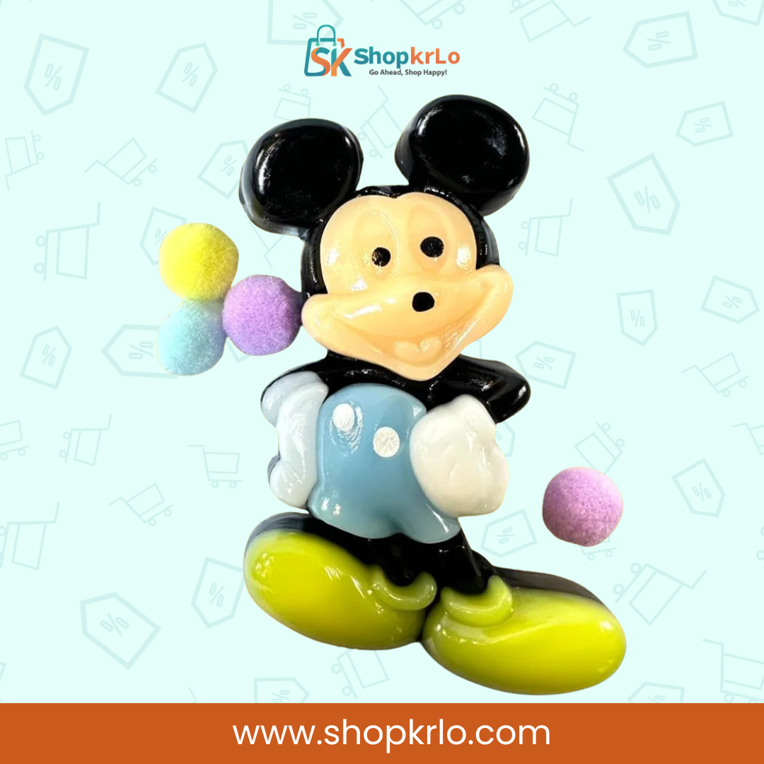 Hand squeezing Cute Cartoon Mouse Squishy Toy showing slow-rising squishy texture.