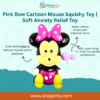 Pink Bow Cartoon Mouse Squishy Toy front view, cute stress relief squeeze.