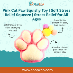 Pink Cat Paw Squishy Toy front view, soft stress relief squeeze