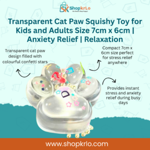 Transparent cat paw squishy toy showing clear design and soft squeeze texture