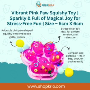 Sparkly vibrant pink paw squishy toy showing cute front view and shine