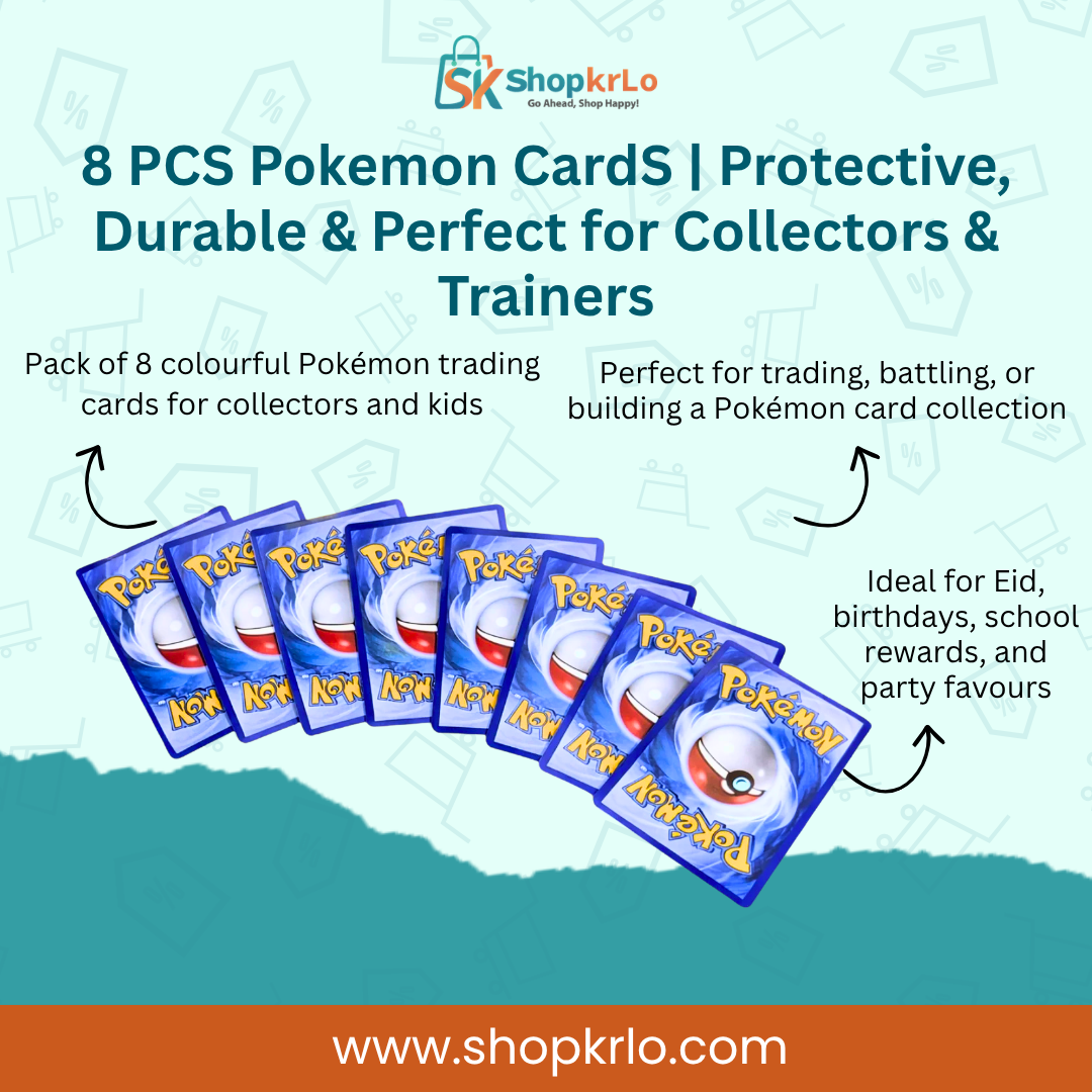 Front view of 8 PCS Pokemon CardS sleeves for daily protection