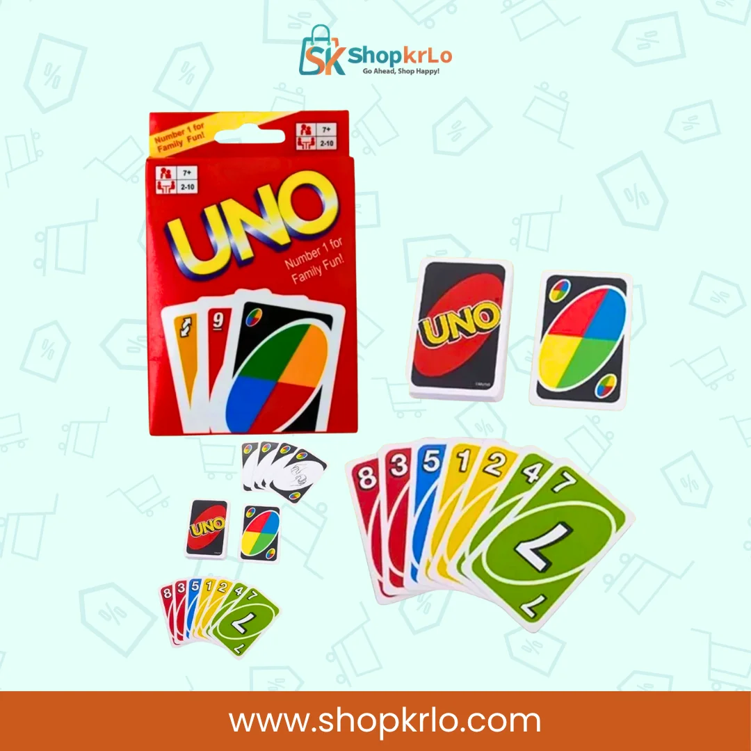 UNO Wild, Draw Two, Skip and Reverse cards shown together