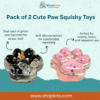 pack of 2 cute paw squishy toys with glitter finish, front view