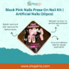 Black Pink Nails Press-On Nail Kit 10pcs showing full set front view
