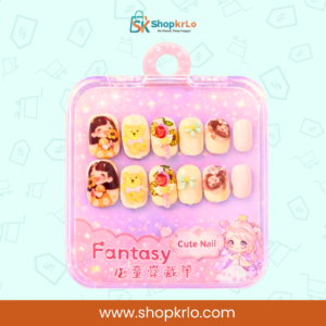 Cartoon design kids press-on nails with bright colours and cute characters