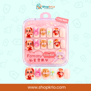 Cartoon bow themed kids nail art set with cute colourful designs