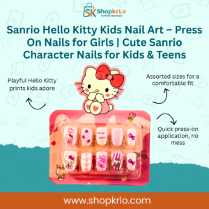 Sanrio Hello Kitty kids press-on nails set with cute character nail art