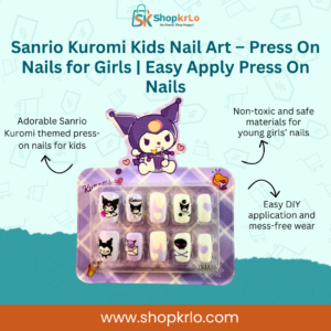 Sanrio Kuromi kids press-on nails set with cute nail art designs