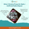 Silver chrome press-on nails set showing mirror shine metallic finish