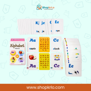 Complete alphabet learning card set arranged with letters, pictures and words
