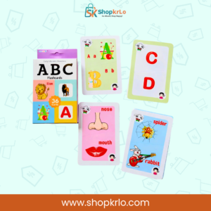 ABC Learning Cards For Kids displaying nose, mouth, spider and rabbit picture vocabulary