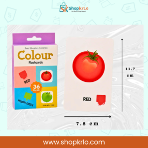 Educational colour flashcard dimensions measuring approximately 11.7 by 7.8 centimetres
