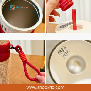 Open tumbler displaying SUS 304 stainless-steel interior and wide filling mouth