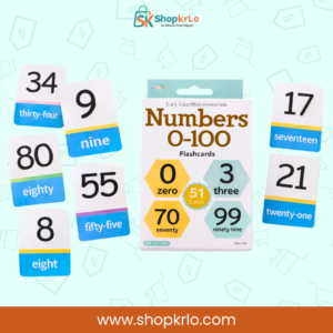 Pack of 51 educational number flashcards for preschool learning activities