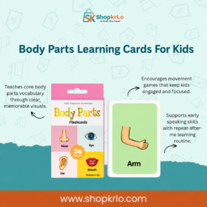 Body Parts Learning Cards for Kids with colourful illustrated vocabulary flashcards