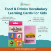 Food & Drinks Vocabulary Learning Cards For Kids in colourful retail packaging