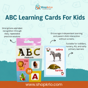 Front packaging of ABC Learning Cards For Kids with thirty-six educational flashcards
