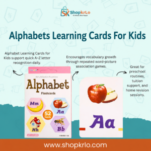Front packaging of Alphabets Learning Cards For Kids with fifty-two flashcards
