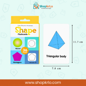 Large triangular body flashcard showing approximate card height and width measurements