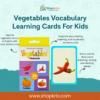 Vegetables Vocabulary Learning Cards For Kids pack containing thirty-six colourful educational cards