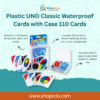 UNO Classic Waterproof Cards 110-card set with colourful cards and protective case