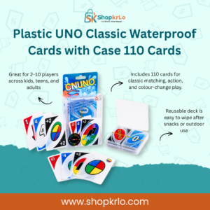 UNO Classic Waterproof Cards 110-card set with colourful cards and protective case