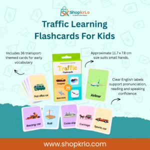 Traffic Learning Flashcards For Kids box with colourful transport card examples