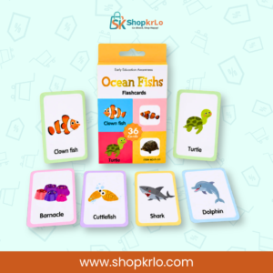 Complete set of 36 illustrated ocean animal learning cards for children