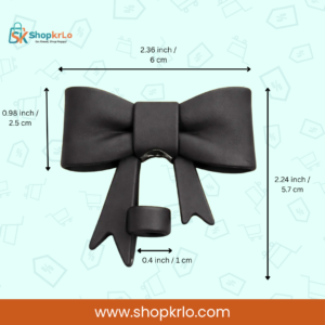 Black silicone bow straw topper with illustrated centimetre dimensions for easier size checking