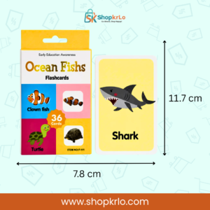 Flashcard dimensions showing approximately 11.7 by 7.8 centimetres for young learners