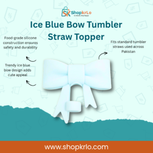 Ice Blue Bow Topper made from flexible food-grade silicone for everyday tumblers