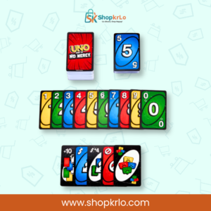 Colourful numbered cards included with UNO No Mercy family game