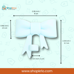 Ice Blue Bow Topper showing approximate dimensions and standard straw opening size