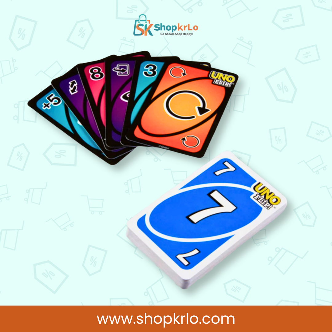 Double-sided UNO Flip cards showing light and challenging dark game sides