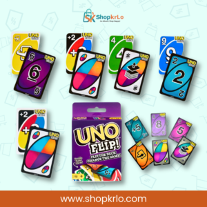 UNO Flip cards arranged for children and adults during family game night