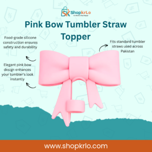 Pink Bow Straw Topper showing elegant silicone bow design for tumbler straws