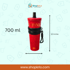 Red insulated tumbler showing 700 ml capacity and 8.5-inch height